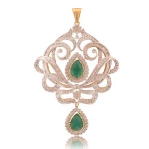 Beautifully Crafted Diamond Pendant Set with Matching Earrings in 18k gold with Certified Diamonds - PD1394P